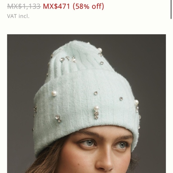 Anthropologie street shine embellished hat mint new without tags main image 5